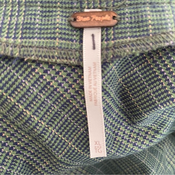 New! Free People Green Sevi Plaid Open Back Belted Mini Dress 37381 - Picture 7 of 10